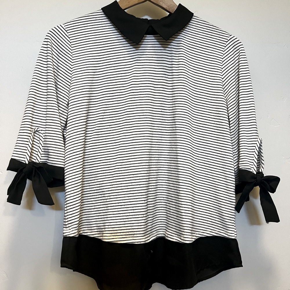Black and White Striped Blouse